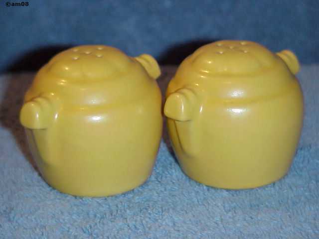 Early barrel shakers glazed matte yellow.